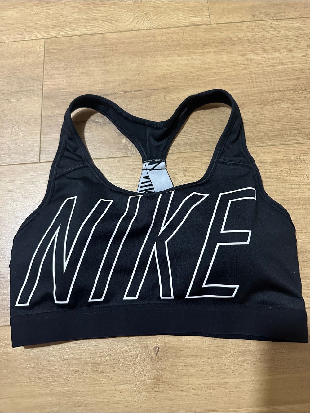 Nike Black Sports Bra with Bold White Logo